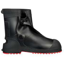 Workbrutes G2 PVC Overshoe, Size 2XL, 10"H, Cleated Outsole, Black With Red Sole