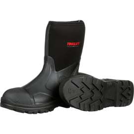 Tingley Badger Neoprene Boots, Plain Toe, Upper Rubber Sole, Steel Shank, 12"H, Blk, Size 7