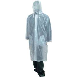Tingley C61210 Tuff-Enuff Coat, Clear, 48", Detachable Hood, Small
