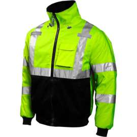 Tingley J26002 Bomber Hooded Jacket, Fluorescent Yellow/Green/Black, XL