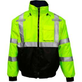 Tingley Bomber 3.1 Hi-Vis Hooded Jacket, Zipper, Fluorescent Yellow/Green/Black, L