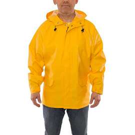 Weather-Tuff Jacket, Size Men's XL, Storm Fly Front, Attached Hood Green