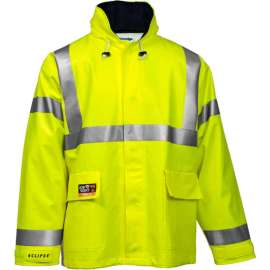 Tingley Eclipse Hi-Visibility FR Hooded Jacket, Zipper, Fluorescent Yellow/Green, 5XL