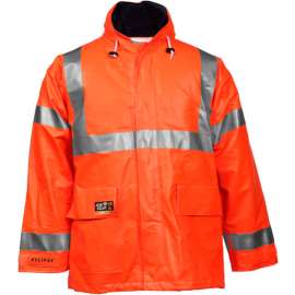 Tingley Eclipse Hi-Visibility FR Hooded Jacket, Zipper, Fluorescent Orange/Red, 5XL