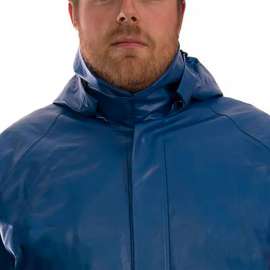 Eclipse Tri-Hazard Protection Jacket, Size Men's 5XL, Storm Fly Front, Hood Snaps, Blue