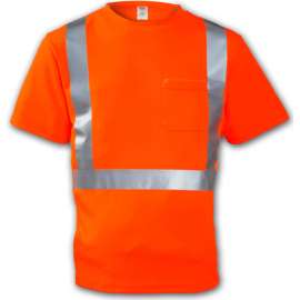 Tingley S75029 Class 2 Short Sleeve T-Shirt, Fluorescent Orange, Small