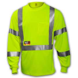 Tingley Class 3 FR Long Sleeve TShirt, Fluorescent Yellow/Green, 3XL