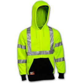 Tingley Class 3 FR Hi-Vis Hooded Sweatshirt, Fluorescent Yellow Green/Black, M