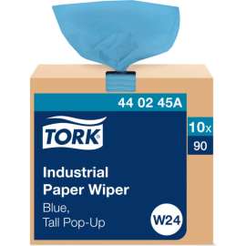 Tork Industrial Paper Wiper, 4-Ply, 8-1/2 x 16-1/2, Blue, 90 Towels/Bx, 10 Bx/Carton - 440245A