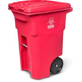 Toter 2-Wheel Medical Waste Cart, 64 Gallon Red - RMN64-00RED