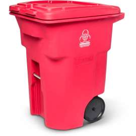 Toter 2-Wheel Medical Waste Cart, 96 Gallon Red - RMN96-00RED