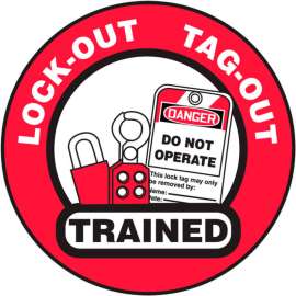Accuform LHTL344 Hard Hat Label, Lockout/Tagout Trained, Vinyl