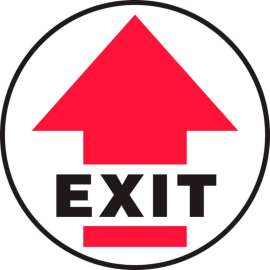 Accuform MFS1717 Exit w/ Arrow Floor Sign,17" Diameter, Adhesive Vinyl, 1/Each
