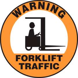 Accuform MFS2817 Warning Forklift Traffic Floor Sign, 17" Diameter, Adhesive Vinyl, 1