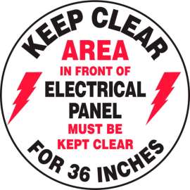 Accuform MFS729 Keep Clear In Front Of Electrical Floor Sign, 17" Diameter, Adhesive Vinyl