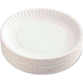 AJM Packaging Corp AJMPP9GRAWH, Paper Plates, 9" Dia., White, 1200/Carton