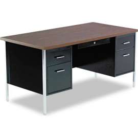 Alera - Alera Series Mocha Steel Double Pedestal Office Desk with Black Base