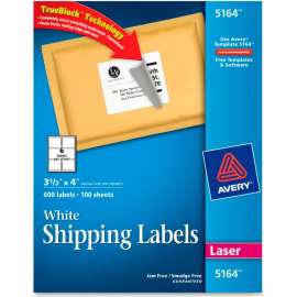 Shipping Labels with TrueBlock Technology, 3-1/3 x 4, White, 600 Labels