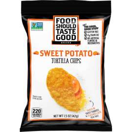Food Should Taste Good Tortilla Chips, Sweet Potato with Sea Salt, 1.5 oz, 24/Carton