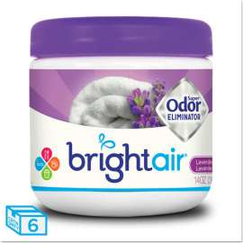 Bright Air Super Odor Eliminator, Lavender and Fresh Linen, Purple, 14 oz., 6/Case
