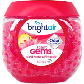 Bright Air Scent Gems Odor Eliminator, Island Nectar and Pineapple, Pink, 10 oz., 6/Case