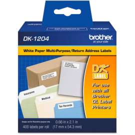 Brother Die-Cut Multipurpose Labels, .66" x 2.1", White, 400/Roll