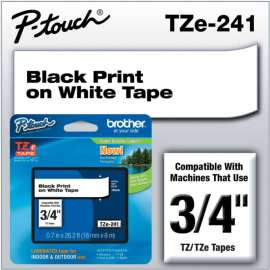 Brother P-Touch Tze Labeling Tape, 3/4"W, Black on White