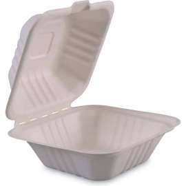 Boardwalk Bagasse Food Container, 6"L x 6"W x 3-3/16"H, Pack of 500