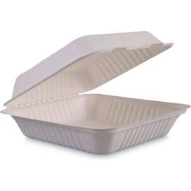 Boardwalk Bagasse Food Container, 9"L x 9"W x 3-3/16"H, Pack of 200