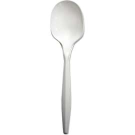 Boardwalk Mediumweight Soup Spoon, Polypropylene, White, Pack of 1000