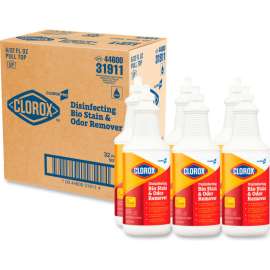 Clorox Disinfecting Bio Stain And Odor Remover, Fragranced, 32 Oz. Pull-Top Bottle, 6/Ct