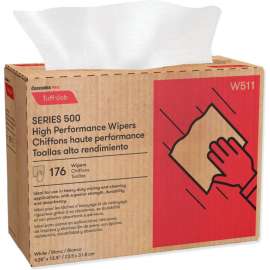 Cascades PRO Tuff-Job S500 High Performance Wipers, 9-1/4" x 12-1/2", White, 176/Box, 10 Box/Carton