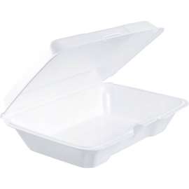 Dart Foam Container, 9-5/16"L x 6-3/8"W x 2-5/8"H, White, Pack of 200