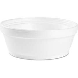 Dart Foam Food Container, Squat, 8 oz, 4-5/8" Dia. x 1-1/8"H, White, Pack of 500