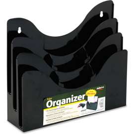 deflect-o 47634 Three-Tier Document Organizer w/Dividers, 13-3/8"W x 3-1/2"D x 11-1/2"H, Black