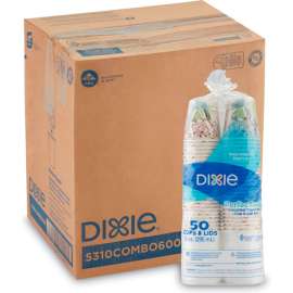Dixie PerfecTouch Paper Hot Drink Cups & Lids Combo, 10 oz, Pack 300
