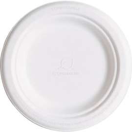 Eco Products Renewable & Compostable Sugarcane Plates, 6" Dia., Natural White, Pack of 1000