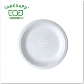 Eco-Products Vanguard Renewable & Compostable Sugarcane Plates, 6" Dia., White, Pack of 1000