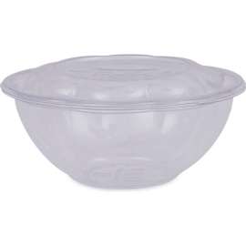 Eco-Products Renewable & Compostable Salad Bowls w/ Lids, 24 oz, Clear, Pack, of 150