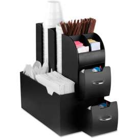 Mind Reader Coffee Condiment Caddy Organizer w/ 10 Compartments, 5-3/8"W x 11"D x 12-5/8"H, Black