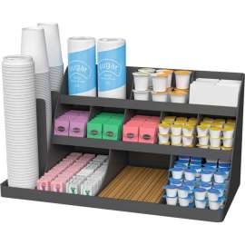 Mind Reader Extra Large Coffee Condiment & Accessory Organizer, 24"W x 11-13/16"D x 12-1/2"H, Black