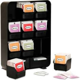 Mind Reader Baggy Tea Bag & Accessory Holder W/ 9 Drawers, 10-1/4"W x 4-5/16"D x 13-1/8"H, Black