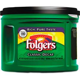 Folgers Classic Roast Coffee, Decaffeinated, 22.6 oz., 6/Carton