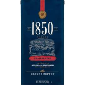 1850 Coffee, Trailblazer, Dark Roast, Ground, 12 oz Bag, 6/Carton