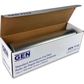 GEN Standard Aluminum Foil Roll, 1,000'L x 12"W, Silver
