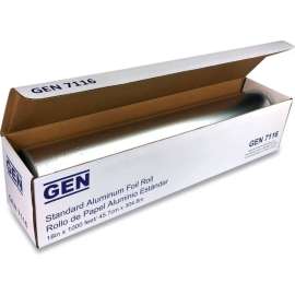 GEN Standard Aluminum Foil Roll, 1,000'L x 18"W, Silver