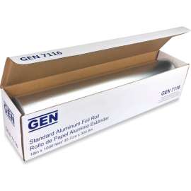 GEN Standard Aluminum Foil Roll, 1000'L x 18"W, Silver, Pack of 4