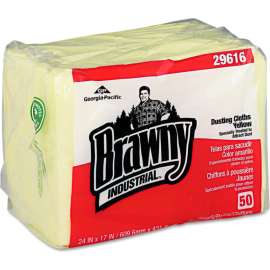Brawny Industrial 1/4 Fold Dusting Cloths 17" x 24", Yellow 50 Wipes Pack 4/Case - GEP29616