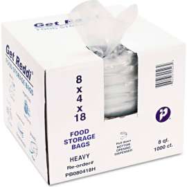 Inteplast Group Food Bags, 8"W x 4"D x 18"L, 1 Mil, Clear, 1000/Pack