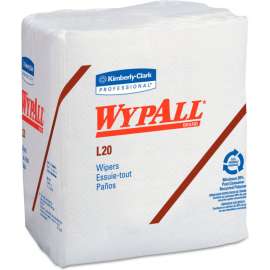 WypAll L20 Towels, Quarter Fold, 4-Ply, 12-1/5" x 13", White, 68/Pack, 12/Case
